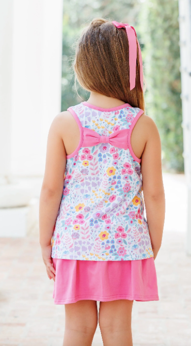 Girls JellyBean Poppies and Petals Bow Back Skort Set
