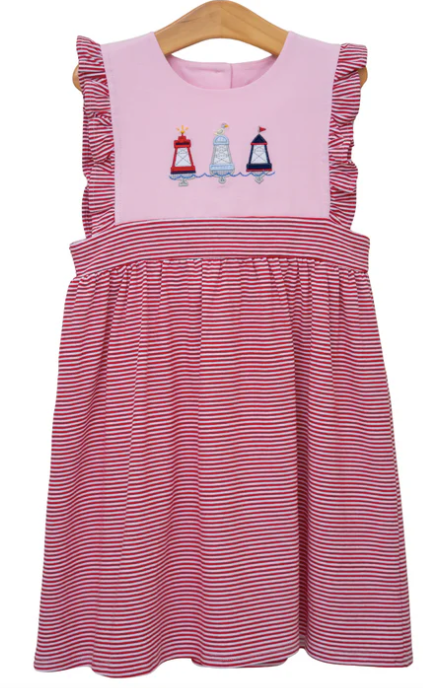 Girls JellyBean Red, White, and Buoy Sophia Dress