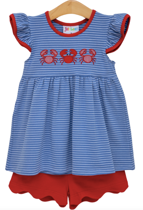 Girls JellyBean Coastal Crab Scallop Short Set