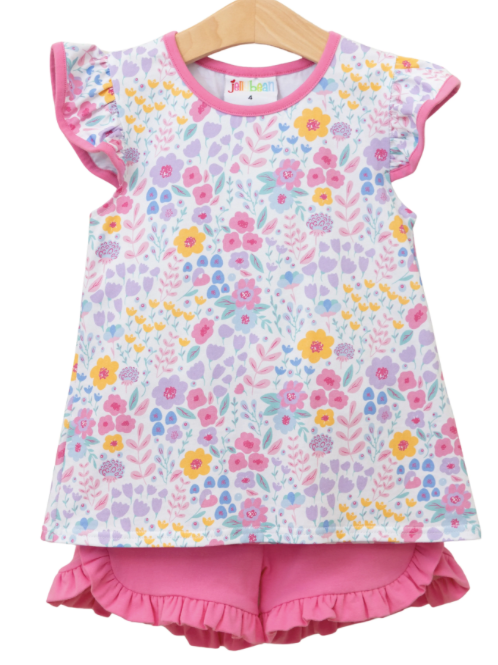 Girls JellyBean Poppies and Petals Ruffle Short Set