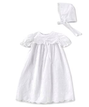 Petit Ami Baby Girls' Eyelet Christening Gown