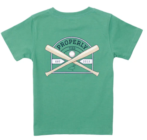 Boys Baseball Shield Properly Tied Tee