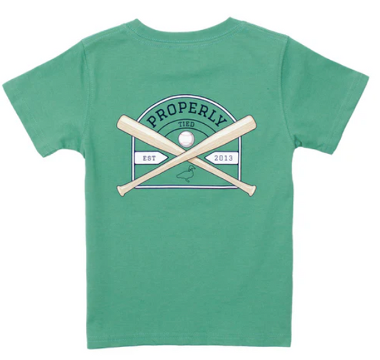 Boys Baseball Shield Properly Tied Tee