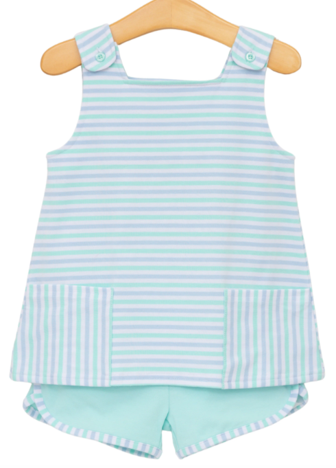Girls JellyBean Margo Short Set- Seaside Stripe