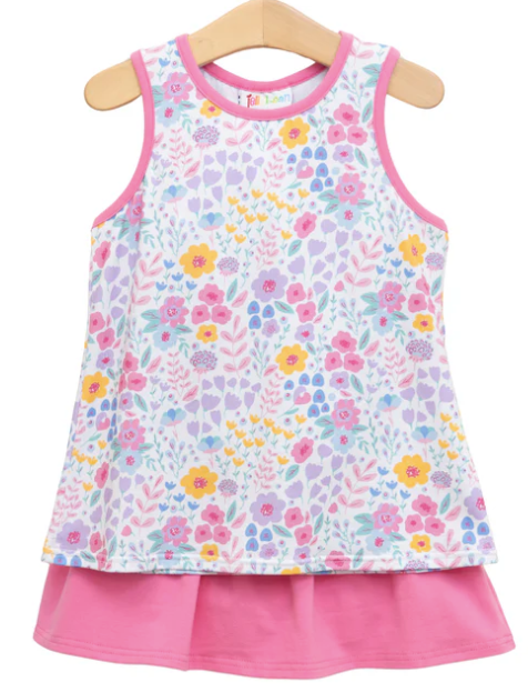 Girls JellyBean Poppies and Petals Bow Back Skort Set