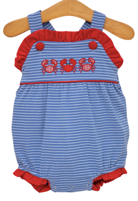 Girls JellyBean Coastal Crabs Ruffle Sunsuit