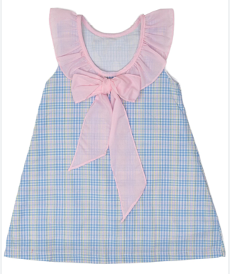 Girls Plaid Bow Dress